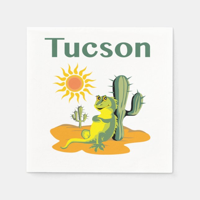 Tucson Arizona Lizard under Saguaro Pappersservett (Framsidan)