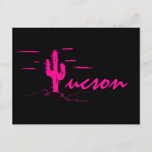 Tucson Arizona Neon Desert Nights Saguaro Cactus Vykort