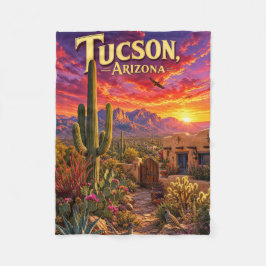 Tucson Arizona Öken Solnedgång Saguaro Kaktus Resa Fleecefilt
