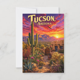 Tucson Arizona Öken Solnedgång Saguaro Kaktus Resa OSA Kort