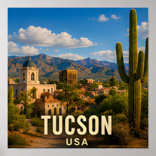 Tucson Arizona Ökenberg Resa Souvenir Poster