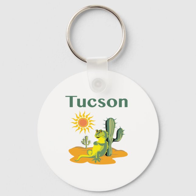 Tucson Arizona Ökenödla och Kaktus Nyckelring (Framsida)