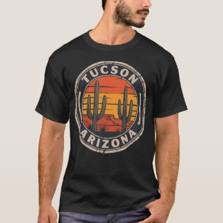 Tucson Arizona Retro Öken Solnedgång Saguaro T Shirt