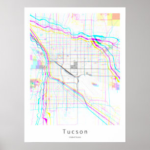 Tucson Arizona Simple White Abstrakt Karta Poster