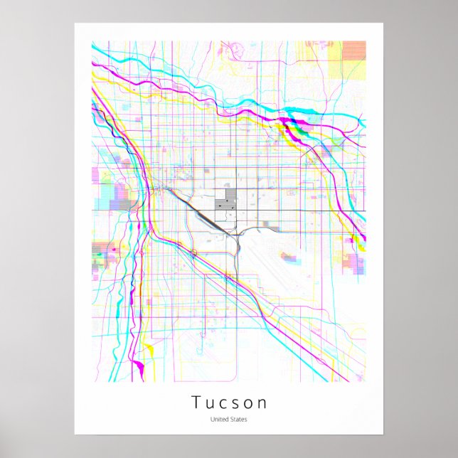 Tucson Arizona Simple White Abstrakt Karta Poster (Framsidan)