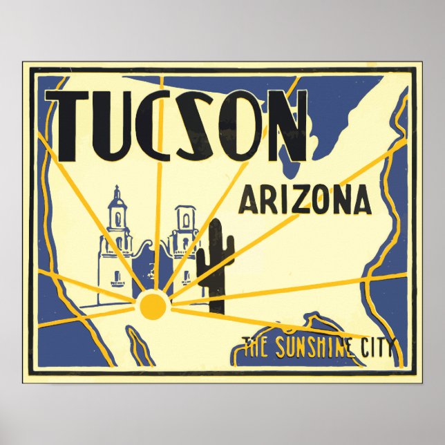 Tucson Arizona The Sunshine City, Vintage Poster (Framsidan)