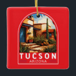 Tucson Arizona Travel Art Emblem Julgransprydnad Keramik<br><div class="desc">Tucson-retrovektorns resedesign. Tucson är också känt för sitt rik kulturarv,  som har sitt ursprung i spanska,  mexikanska och Westerna influenser.</div>