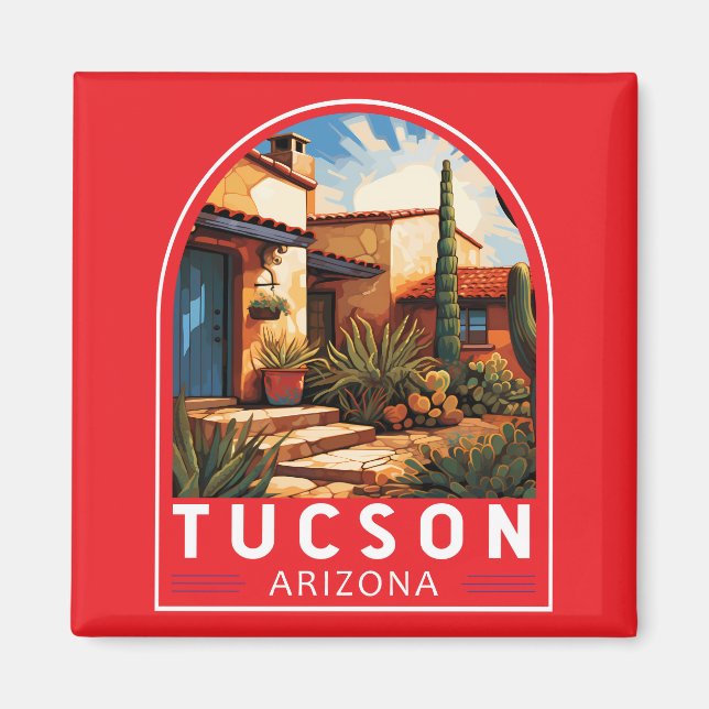 Tucson Arizona Travel Art Emblem Magnet (Framsidan)