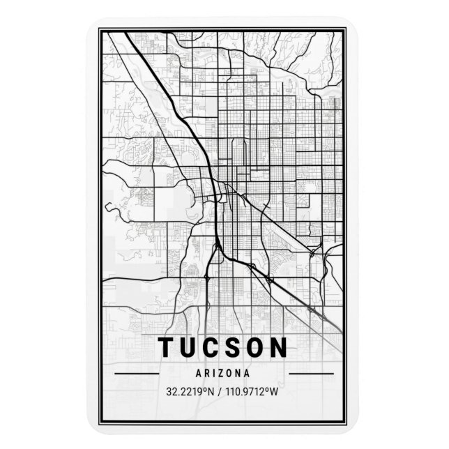 Tucson Arizona USA Travel City Karta Magnet (Vertikal)