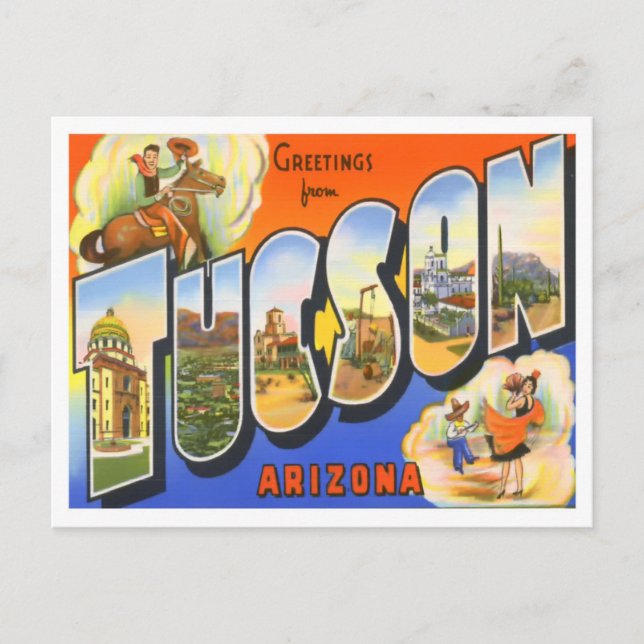 Tucson, Arizona Vintage Big Brev Postcard Vykort (Framsida)