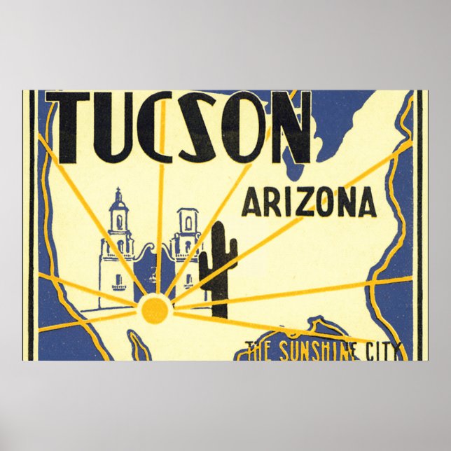 Tucson Arizona_Vintage resor Poster teckning (Framsidan)