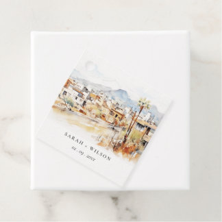 Tucson, Arizona Watercolor Landscape Wedding Gåvor Etiketter