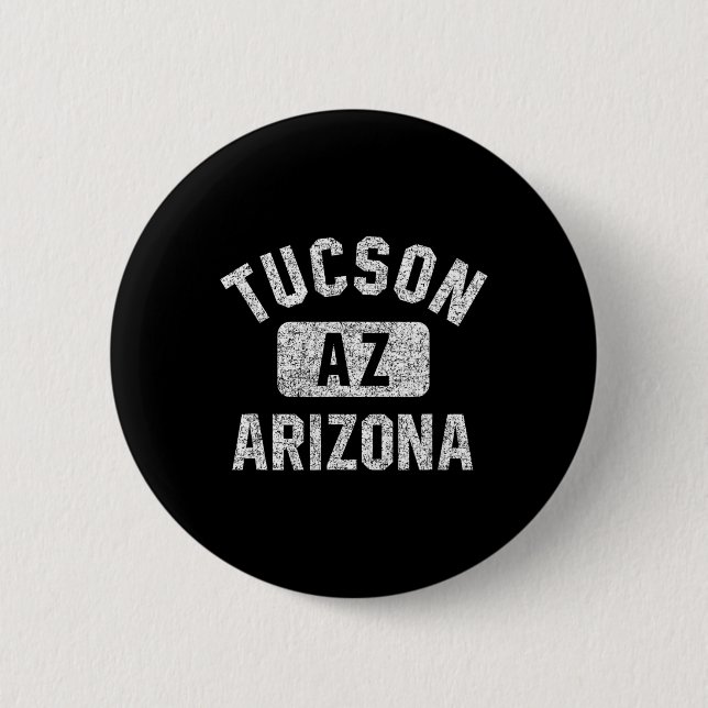 Tucson Az Arizona Gym Stil Distress White Print Knapp (Framsida)