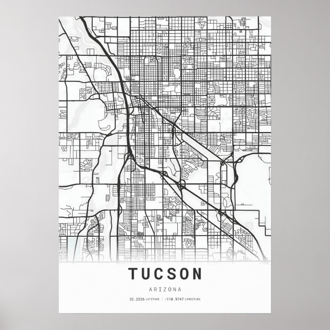 Tucson City Karta Poster (Framsidan)