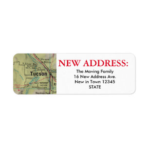 Tucson Ny adress etikett Returadress Etikett