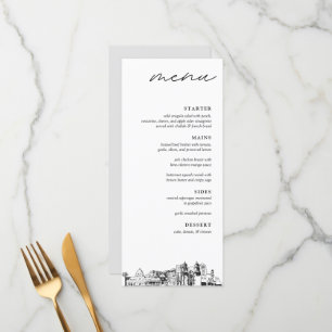 Tucson Skyline Modern Bröllop Dinner Menu Meny