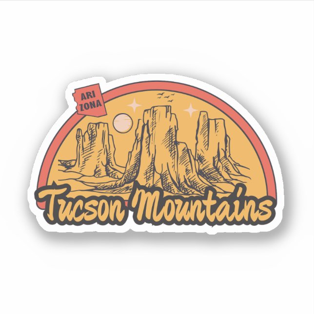 Tucsonbergen, Arizona Sticker Klistermärken (Framsida)