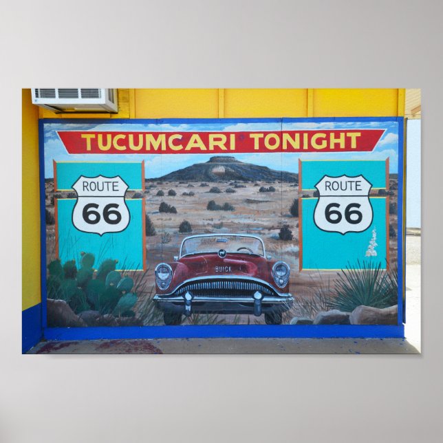 Tucumcari Ikväll Mural, Route 66, New mexico Poster (Framsidan)