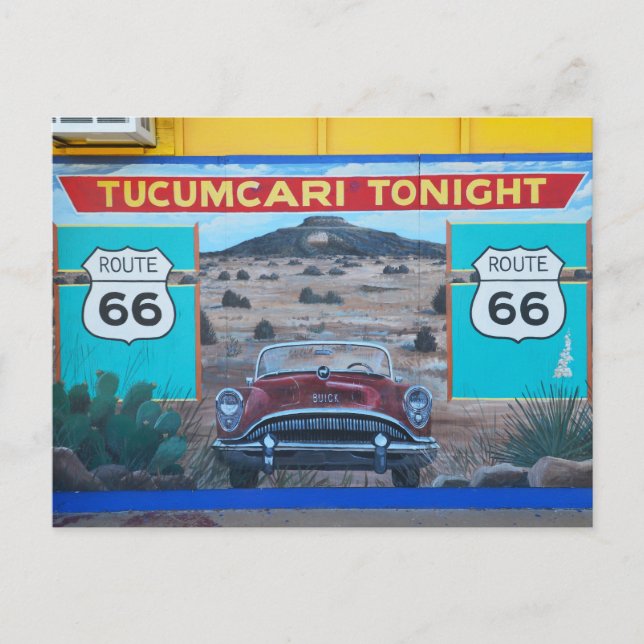 Tucumcari Ikväll Mural, Route 66, New mexico Vykort (Framsida)