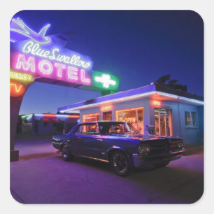 Tucumcari, New Mexico, USA. Route 66 2 Fyrkantigt Klistermärke