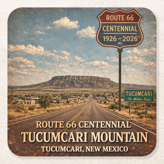 Tucumcari Route 66 Barvaru Coaster Present Underlägg Papper Kvadrat (Framsidan)