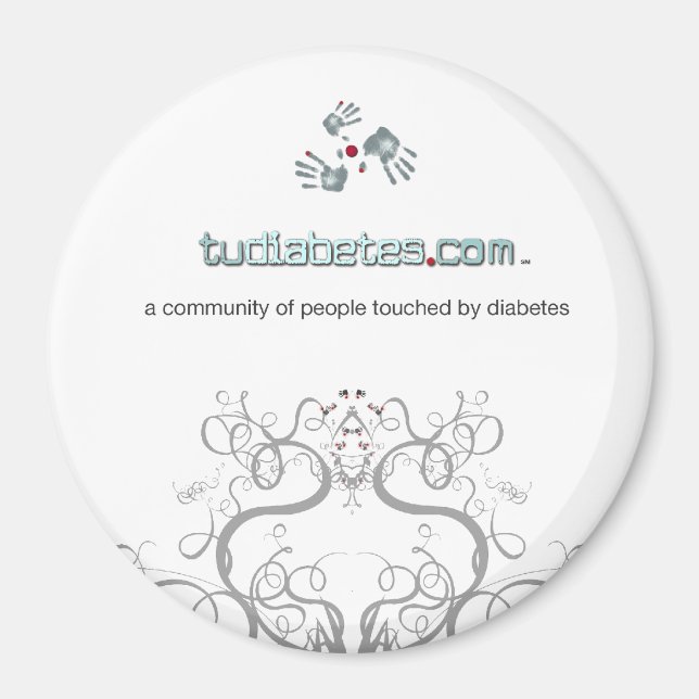TuDiabetes.com Runda magnet |Vitlinje| (Framsidan)