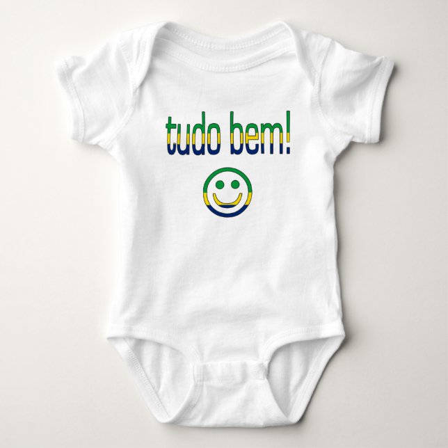 Tudo Bem! Brasilien flaggafärger Tee Shirt (Framsida)