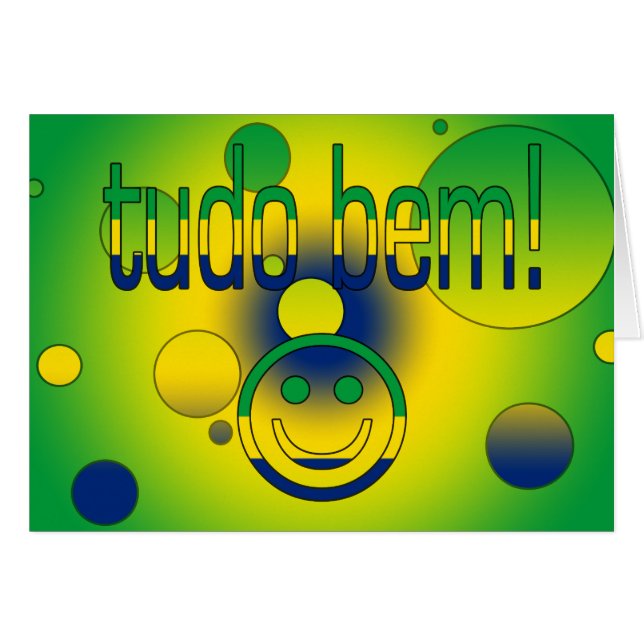 Tudo Bem! Konst för pop för Brasilien flaggafärger OBS Kort (Framsidan Horizontal)