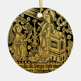 Tudor Brass Rubbing Annunciation Mary Angel Julgransprydnad Keramik