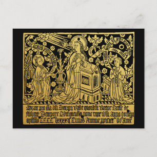 Tudor Brass Rubbing Annunciation Mary Angel Vykort