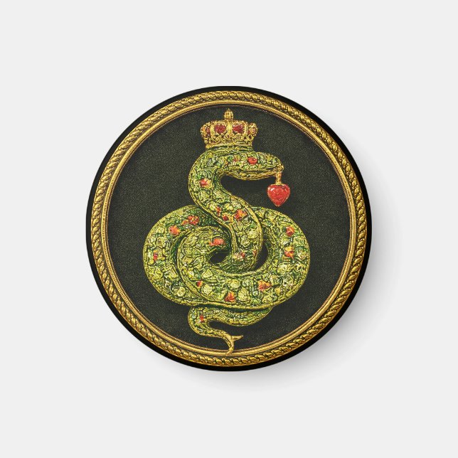 Tudor Elizabethansk Ormdesign Pärlprydd rubin Magnet (Framsidan)