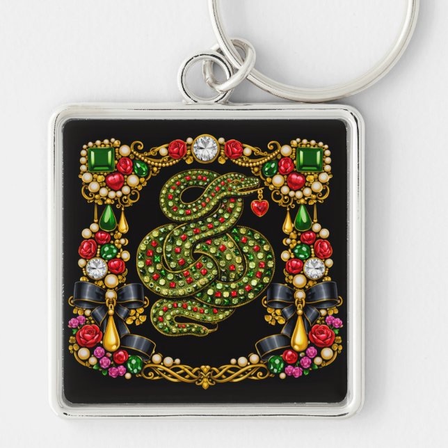 Tudor Inspirerad Design Skottland Skottlands Histo Fyrkantig Silverfärgad Nyckelring (Framsidan)