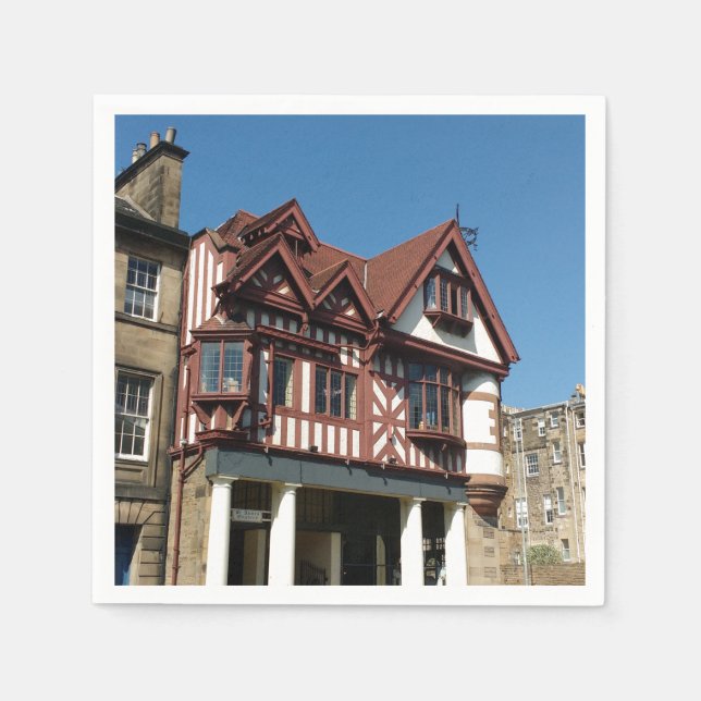 Tudor oak ram byggnad, Edinburgh, Skottland Pappersservett (Framsidan)