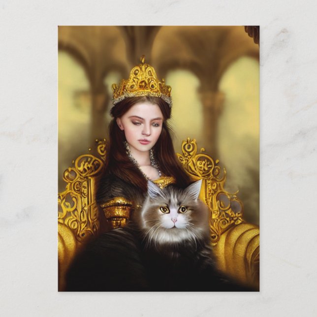 Tudor princess med hennes katt vykort (Framsida)