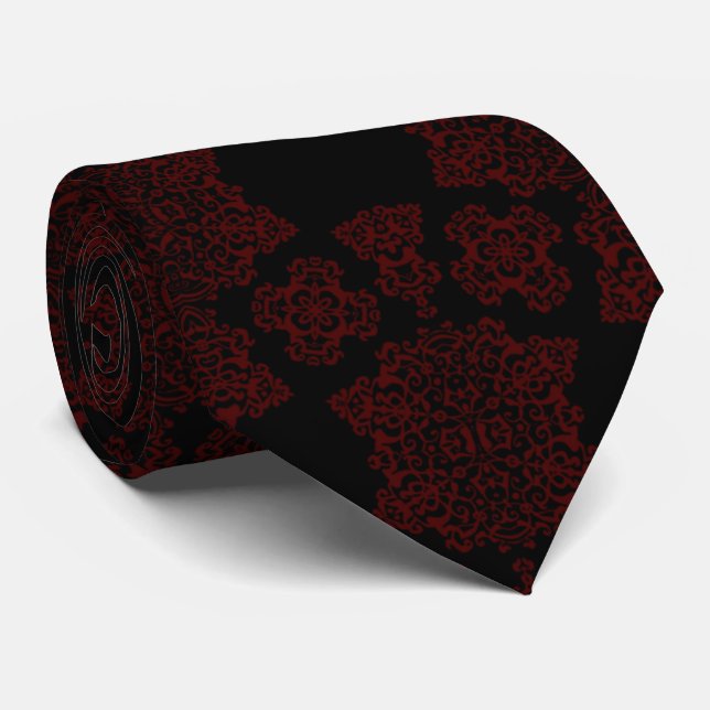 Tudor Ro Damask (röd) Slips (Rullad)