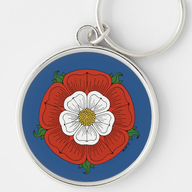 Tudor Ro Rund Silverfärgad Nyckelring (Framsidan)