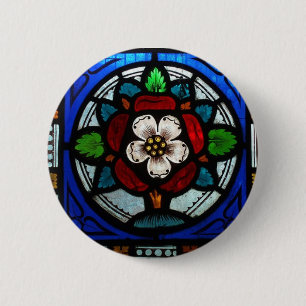 Tudor steg rosa målat glass knapp