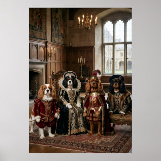 Tudorhov Cavaliers Spaniels Gruppporträtt Poster
