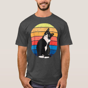 Tuedo Cat Gift Retro Färg för Djur älskare T Shirt