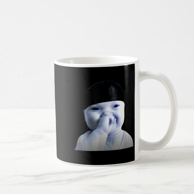 Tuff Ai Niche Baby Holding Laugh Meme In Durag  Kaffemugg (Höger)