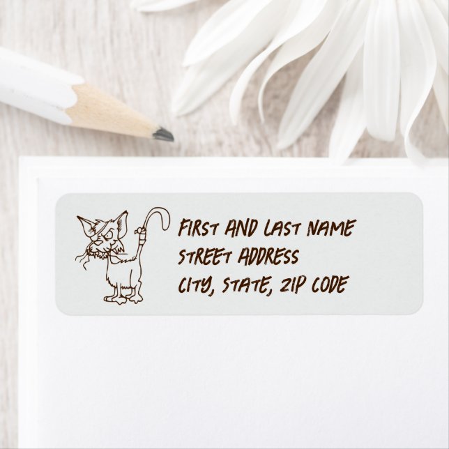 Tuff Alley Cat Tecknad - Funny Tomcat Attitude Returadress Etikett (Insitu)