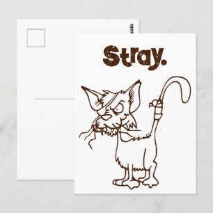 Tuff Alley Cat Tecknad - Funny Tomcat Attitude Vykort