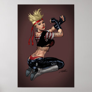 Tuff blond Punk flicka - redo som ska slåss vid A Poster