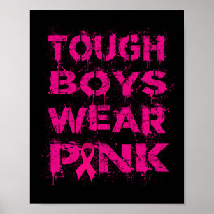 Tuff Boys Bära Rosa Breast Cancer Awareness Kids Poster