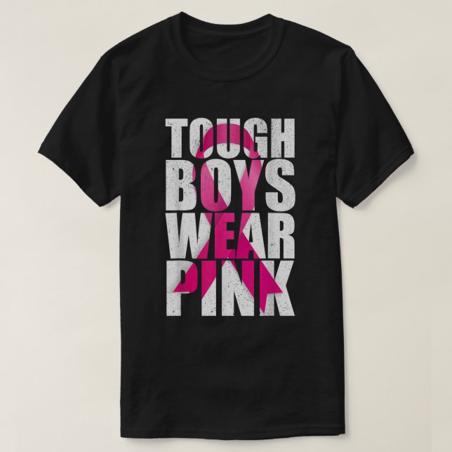 Tuff Boys Bära Rosa Coola  Rosa Bröstcancer Medvet T Shirt (Design framsida)