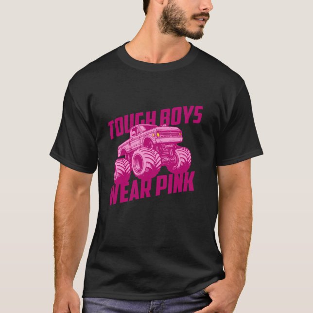 Tuff Boys Bära Rosa Monster Lastbil T Shirt (Framsida)