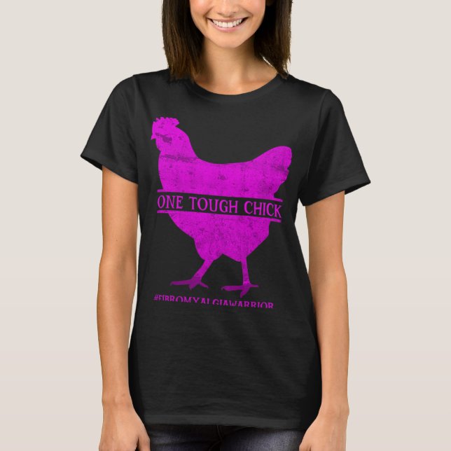 Tuff Chick Fibromyalgia Warrior - Medvetenhet T Shirt (Framsida)