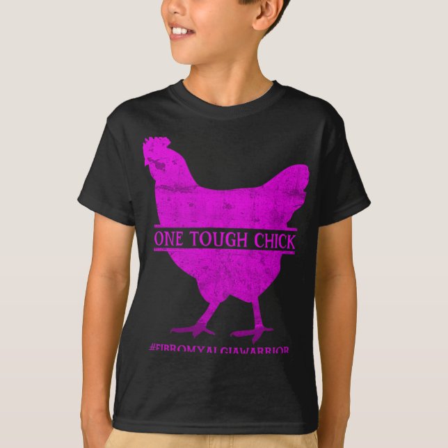 Tuff Chick Fibromyalgia Warrior - Medvetenhet T Shirt (Framsida)
