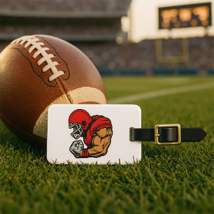 Tuff Football Warrior Mascot Red Helmet Muscle Bagagebricka