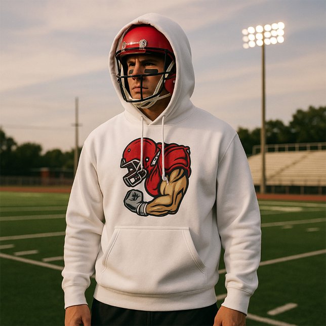 Tuff Football Warrior Mascot Red Helmet Muscle Hoodie (Skapare uppladdad)